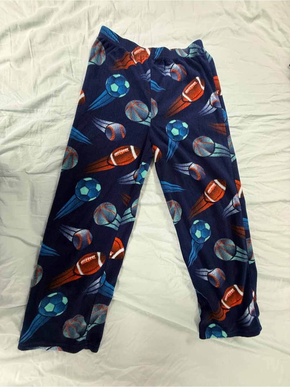 Cuddl Duds Boys Youth Size L (10/12) Navy Sports Motion Fleece Pajama Pants